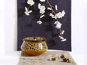 Caffeine Ceramic Stoneware Handmade Brown sehra Serving haandi with lid (Set of 1) Large