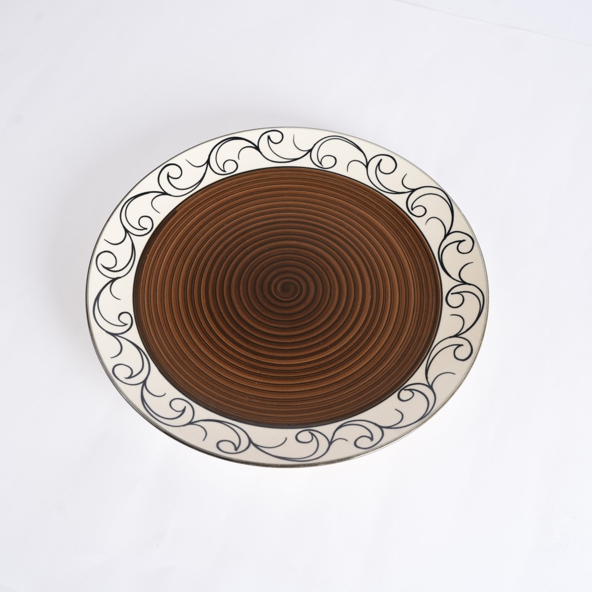Caffeine Ceramic Handmade Brown Doodle Dinner Plate 10" inch(Set of 2) - Caffeine Premium Stoneware