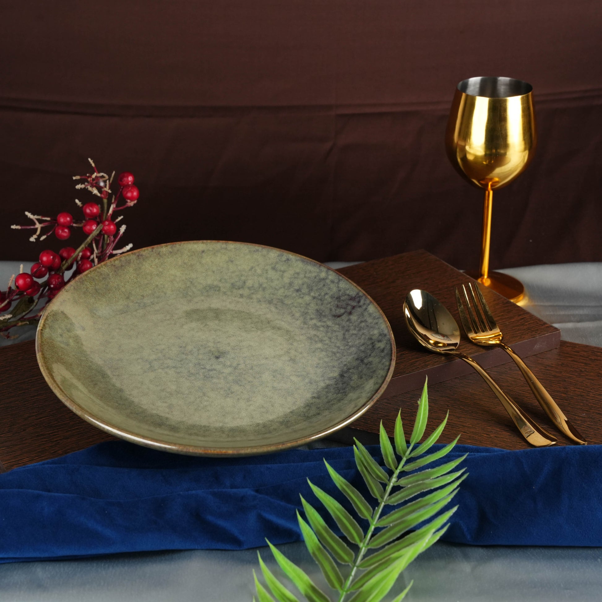 Caffeine Ceramic Handmade Multicolor Studio Dinner Plate set of 4 - Caffeine Premium Stoneware