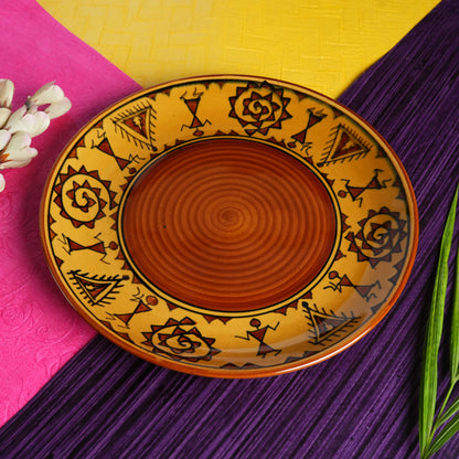 Caffeine Ceramic Handmade Stoneware Mustard Romani Dinner Plates10 inch Set of 2 - Caffeine Premium Stoneware