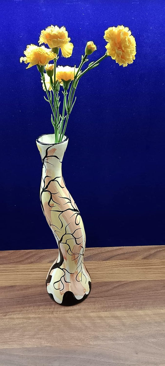 Caffeine Premium Ceramic Handmade Multi Color Tree Printed Flower vase (Set of 1)
