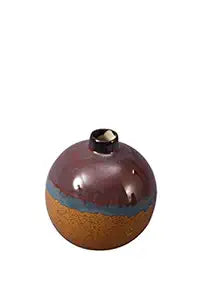 Ceramic mustard and orange studio matki shape vase 