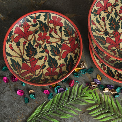 orange_and_red_flower_dinner_plate - Caffeine Premium Ceramic