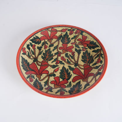 Caffeine Ceramic Handmade Stoneware Orange Flora Dinner Plates10 inch Set of 2 - Caffeine Premium Stoneware