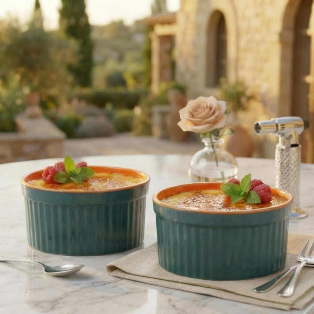 Caffeine Premium Ceramic Handmade Blue & Orange Ramekins Bowl (Set of 2)