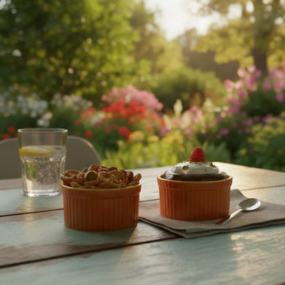 Caffeine Ceramic Handmade Matte Brown & Yellow Ramekin bowl (Set of 2, 150 ml)