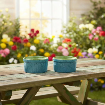 Caffeine Ceramic Handmade Blue & Green Ramekins bowl (Set of 2)