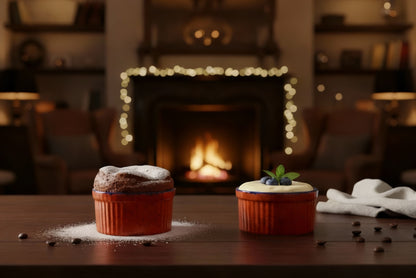 Caffeine Ceramic Handmade Orange & Blue Ramekins Bowl (Set of 2)