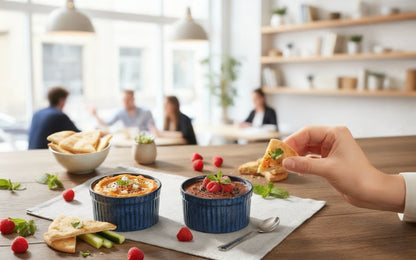 Caffeine Ceramic Handmade Blue Metallic Ramekins Bowl (Set of 2)
