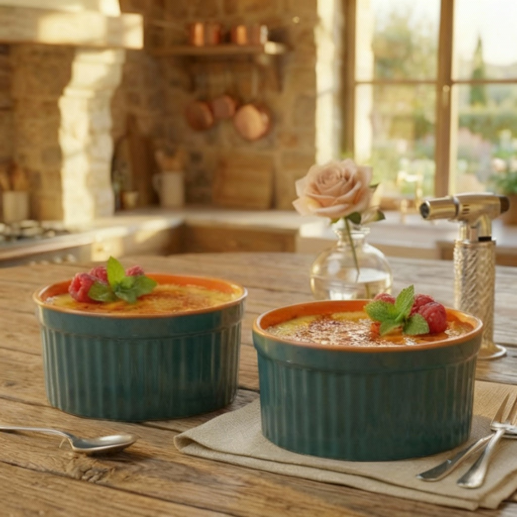 Caffeine Premium Ceramic Handmade Blue & Orange Ramekins Bowl (Set of 2)