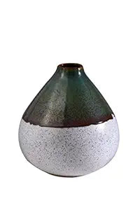 White and green oval shape vase 