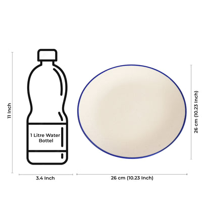 Caffeine Ceramic Handmade White Marble & Blue Patti Dinner Plates set of 4 - Caffeine Premium Stoneware