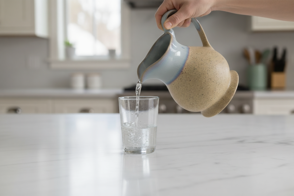 Caffeine Ceramic Handmade Handmade Multi Glossy Water Jug (Set of 1, 1400 ml)