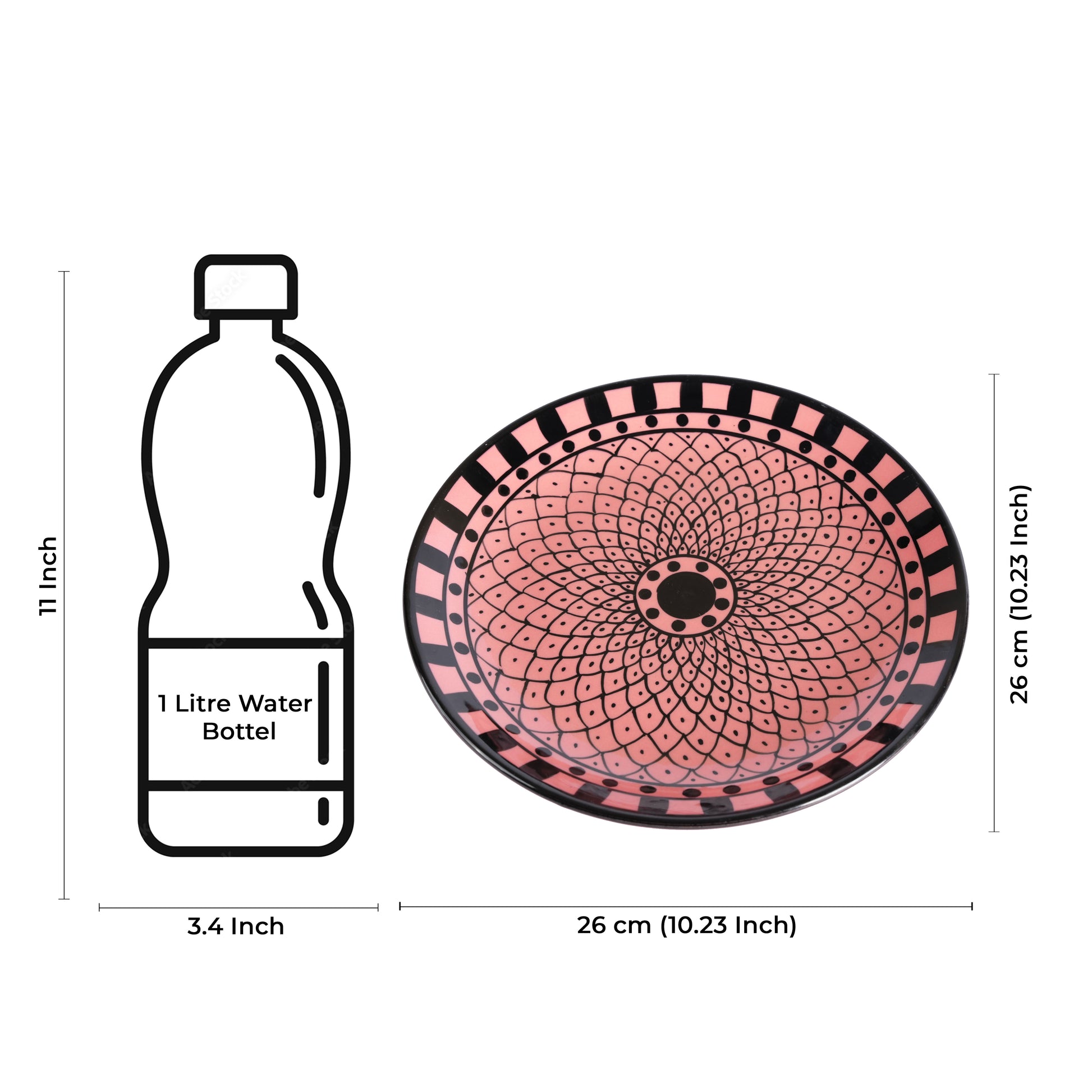 pink_and_black_flower_dinner_plate - Caffeine Premium Ceramic