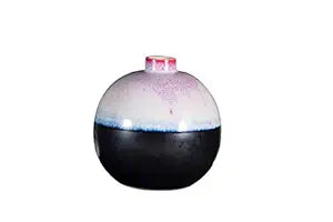 Pink and black studio matki shape vase 