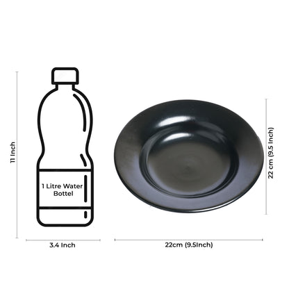 Caffeine Ceramic Handmade Stoneware Black Glossy Soup Plates , Pasta Plates, Maggie Plates 9 inch ( Set of 2 Microwave & Dishwasher Safe - Caffeine Premium Stoneware