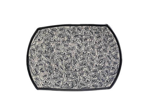 Caffeine premium Ceramic Handmade Black Peru Serving Snack Plate ( set 4)