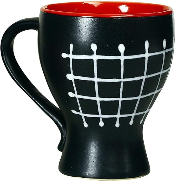 Caffeine Ceramic Stoneware Handmade Red & Black Cherry Coffee Mug (Set of 6) - Caffeine Premium Stoneware