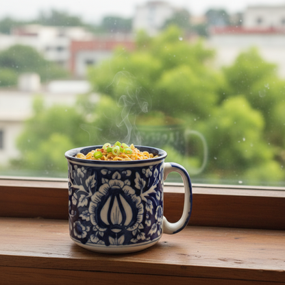 Caffeine Ceramic Handmade Blue Mughal Maggie Mug (Set of 6)