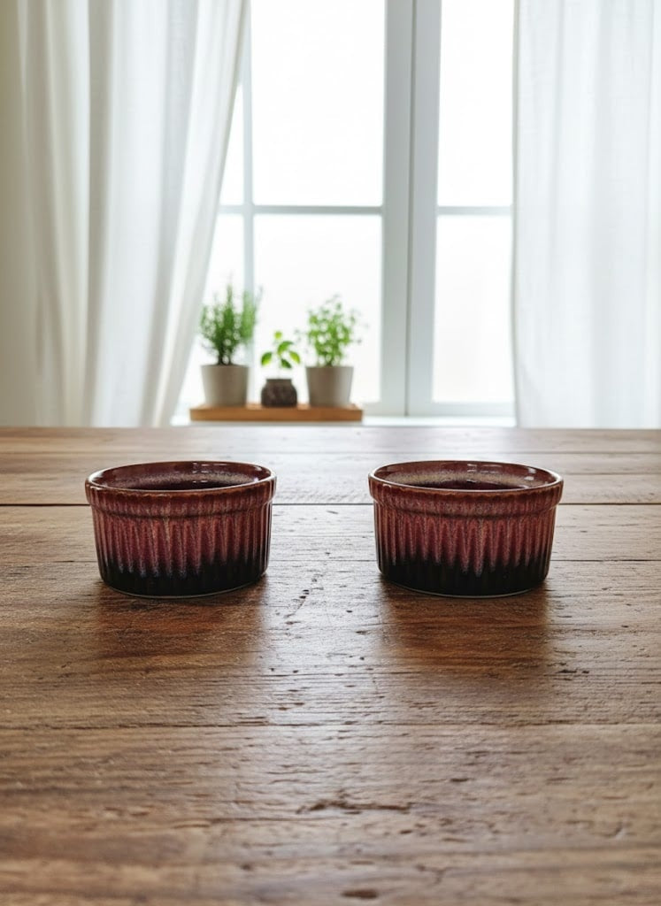 caffeine Ceramic Handmade Red studio Ramekins Bowl(Set of 2)