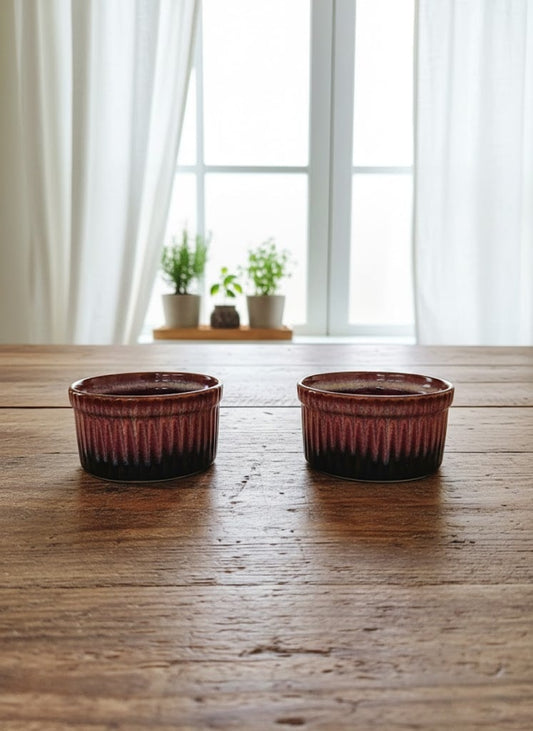 caffeine Ceramic Handmade Red studio Ramekins Bowl(Set of 2)