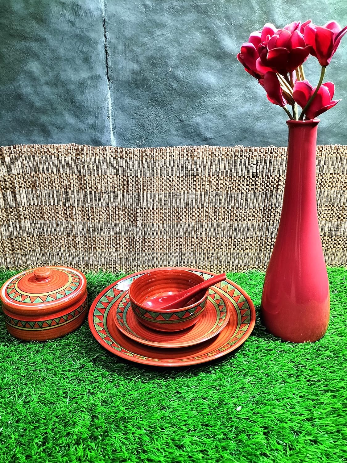 Caffeine Ceramic Handmade Rustic Brown Combo Dinner Set (6 pcs.)