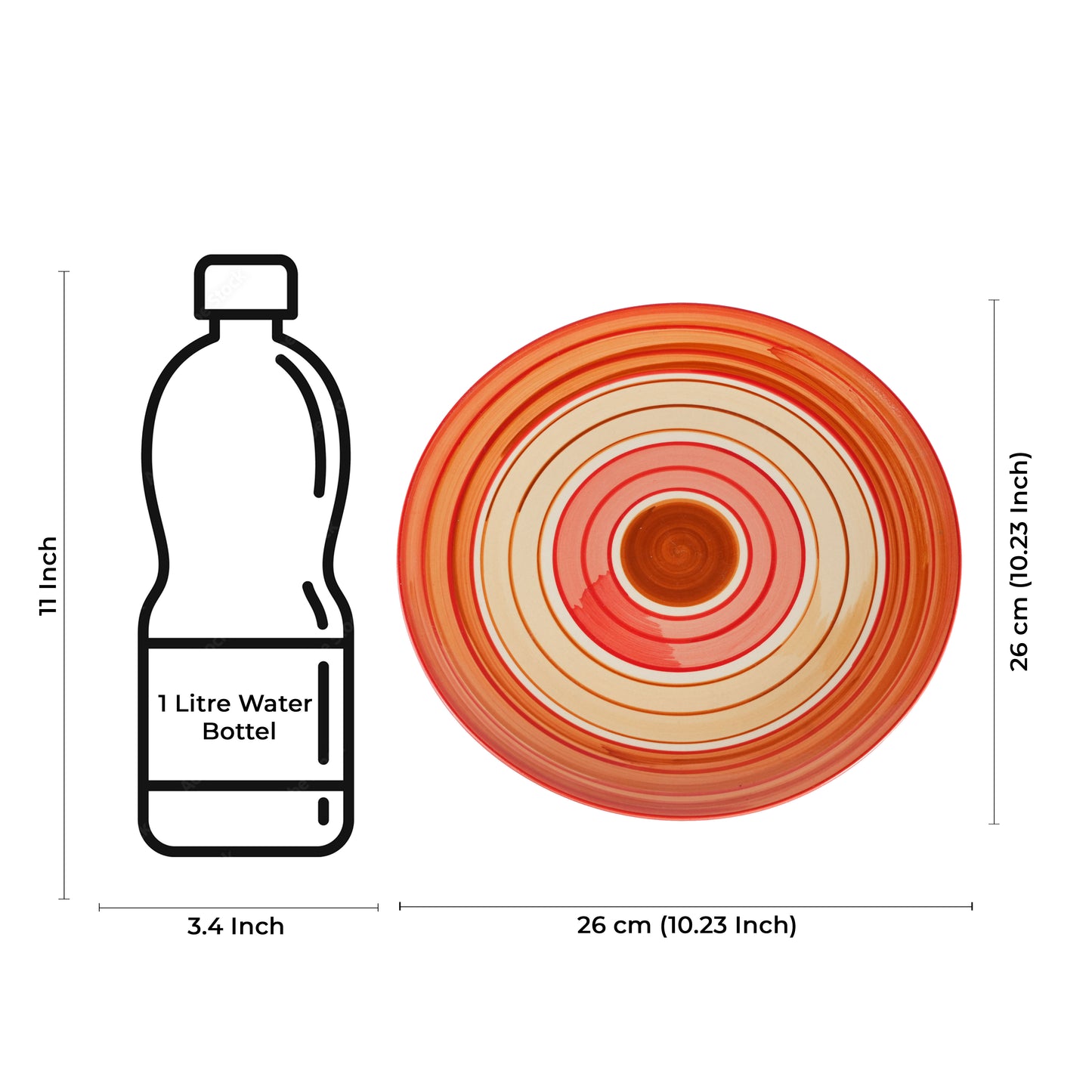 Caffeine Ceramic Handmade Stoneware Orange Beige Dinner Plate 10" inch Set of 2 - Caffeine Premium Stoneware