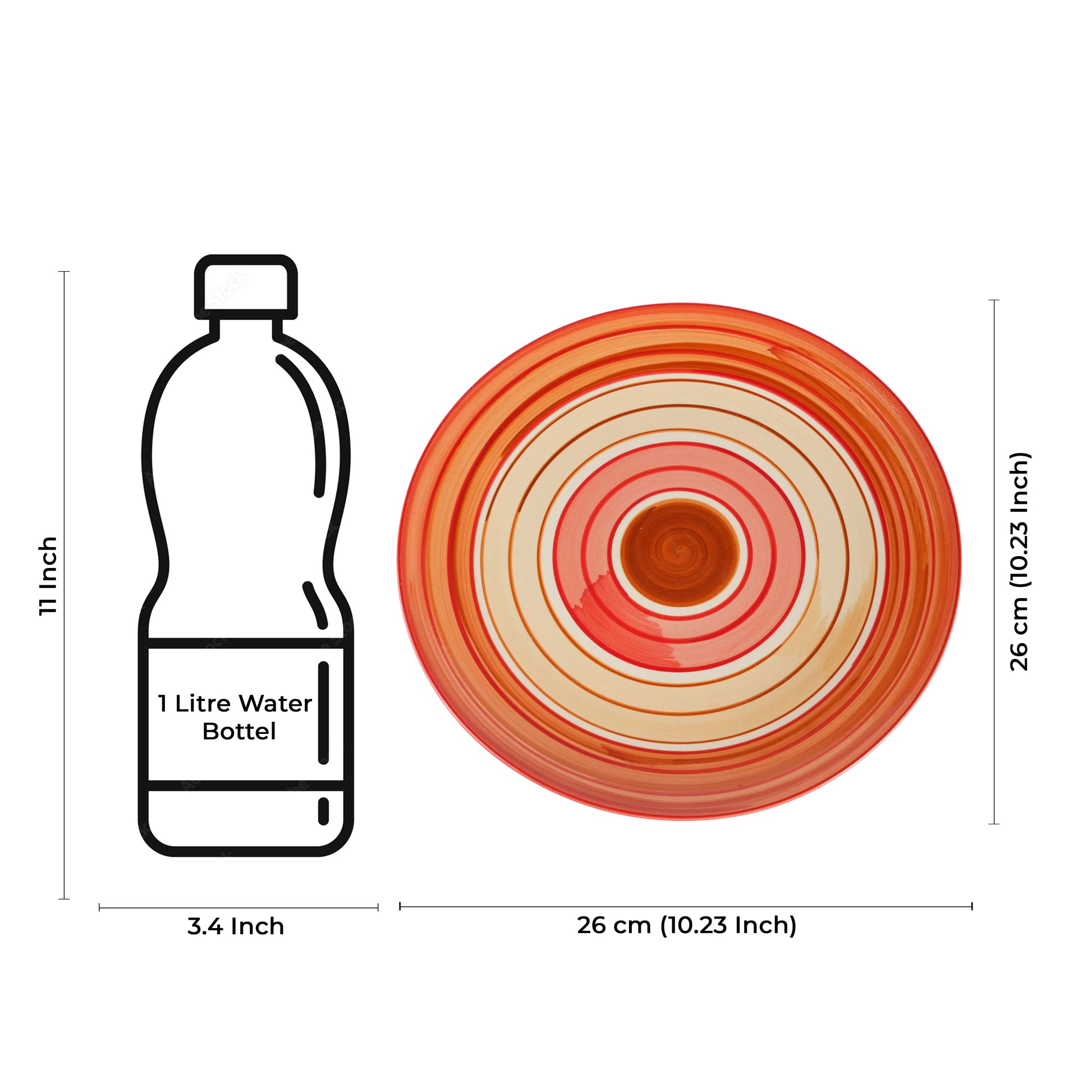 Caffeine Ceramic Handmade Stoneware Orange Beige Dinner Plate 10" inch Set of 2 - Caffeine Premium Stoneware