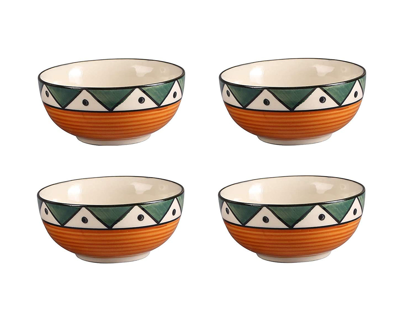 Caffeine Ceramic Handmade Green Soorya Combo Dinner Set (12 pcs.)