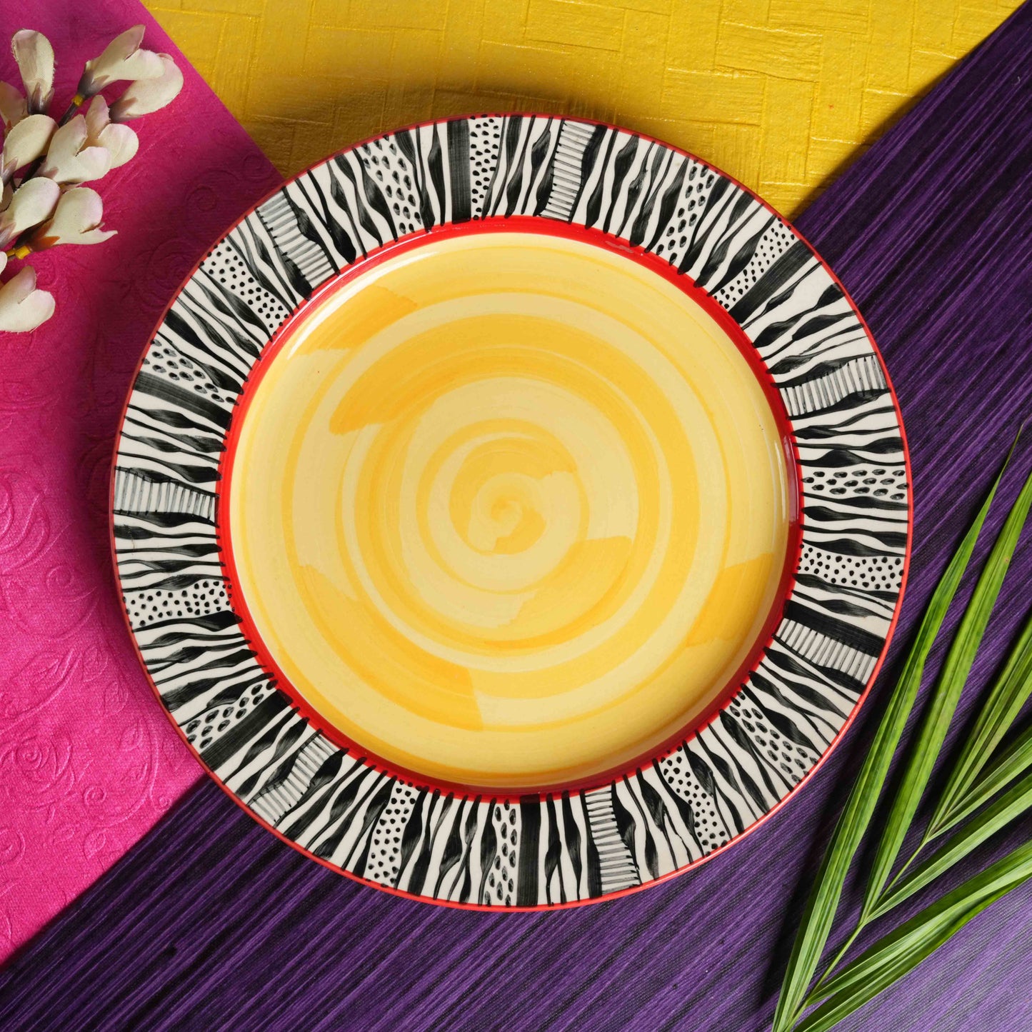 Caffeine Ceramic Handmade Stoneware Amber Abstract Dinner Plate 10" inch Set of 2 Plates - Caffeine Premium Stoneware