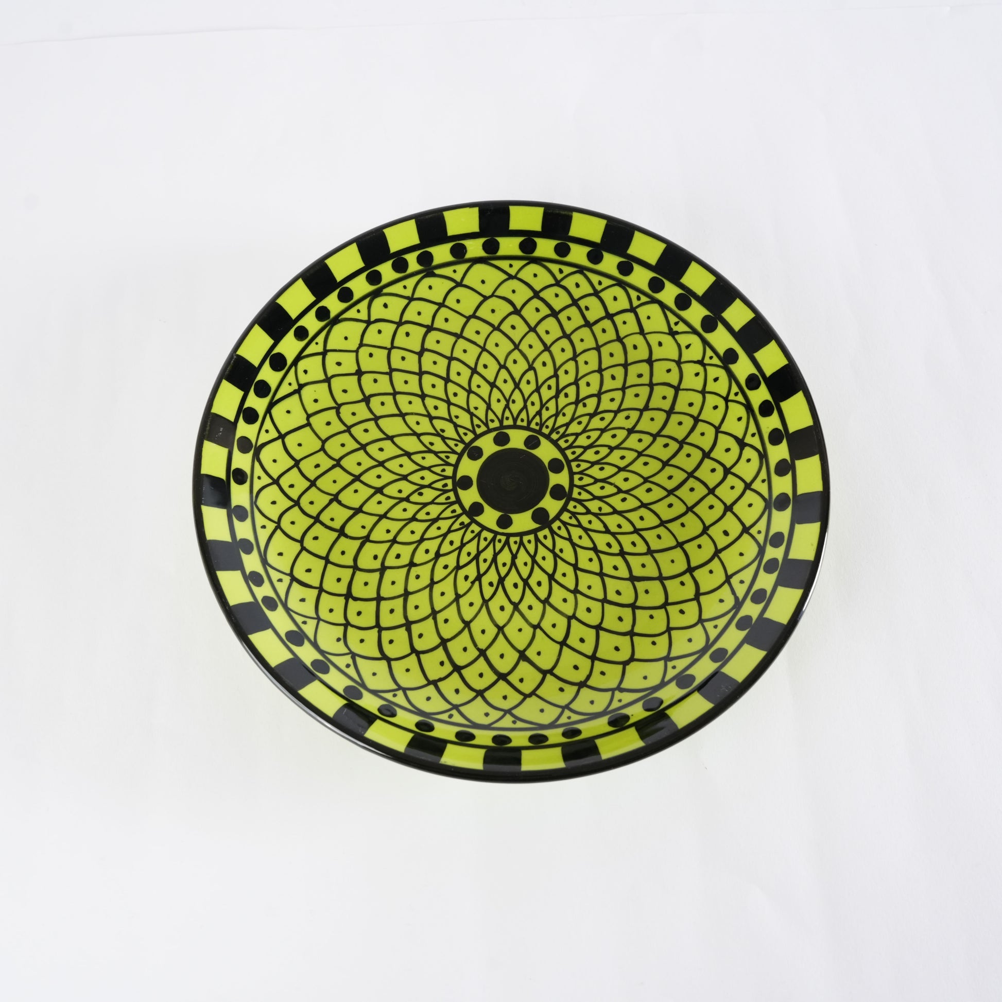 Caffeine Ceramic Handmade Stoneware Green Flora Pattern Quarter plate 7”(Set of 2 Dishwasher & Microwave safe) - Caffeine Premium Stoneware