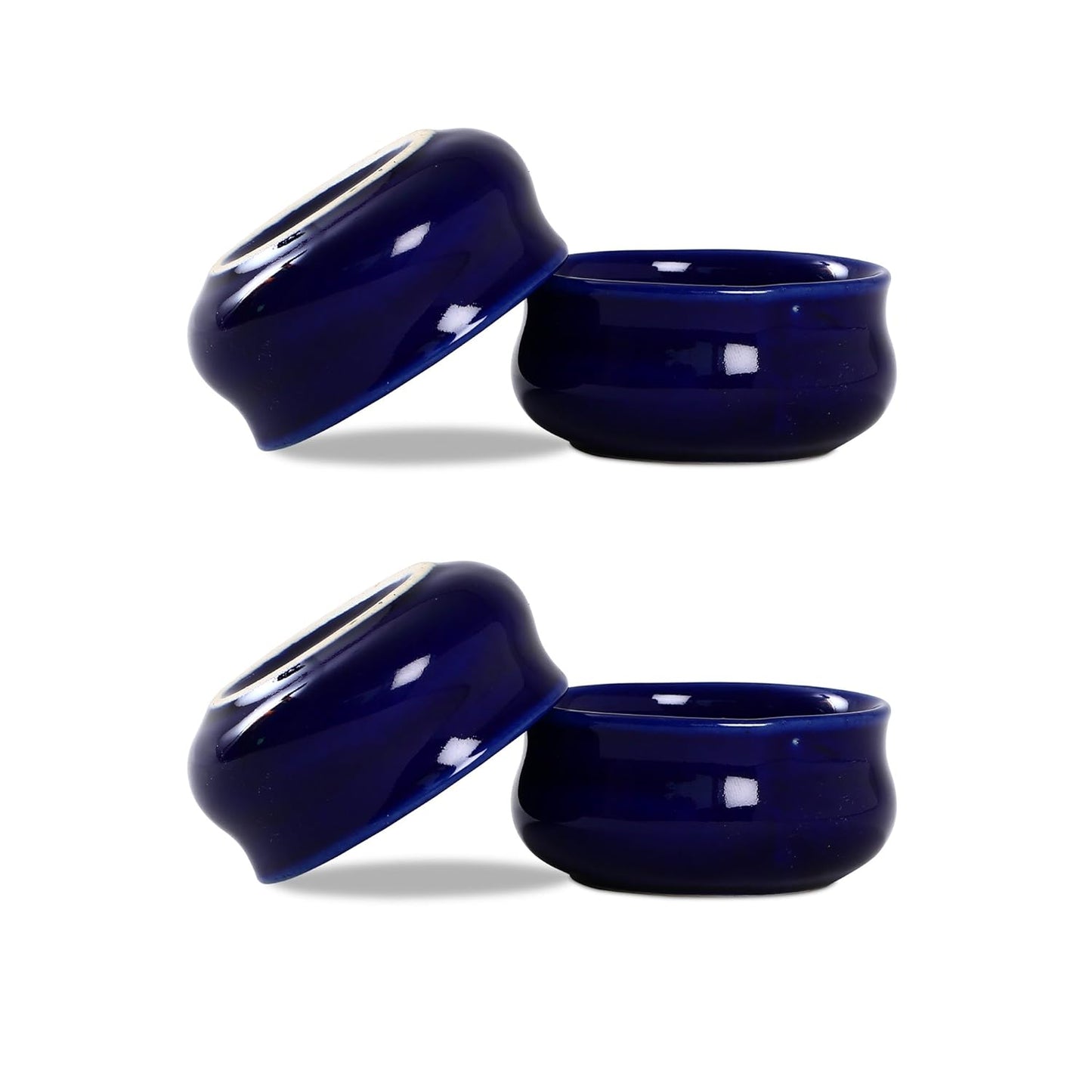 Caffeine Ceramic Stoneware Handmade Glossy Blue Dip and Sauce (Set of 4, 50 ml) - Caffeine Premium Stoneware