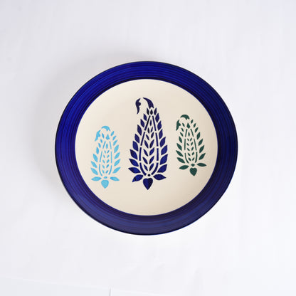 Caffeine Ceramic Handmade Stoneware Blue Boota Quarter Plate 7”(Set of 2 Dishwasher & Microwave Safe Plate) - Caffeine Premium Stoneware