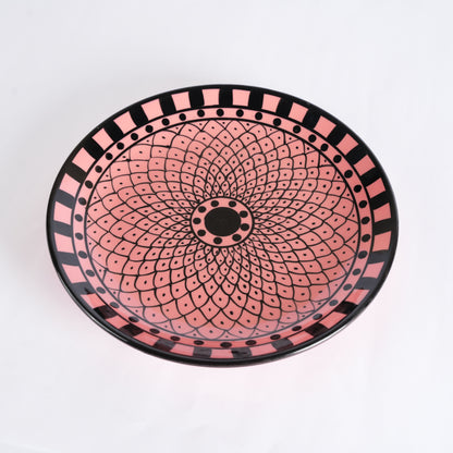 Caffeine Ceramic Handmade Pink Flower Printed Dinner Plate 10" inch(Set of 2) - Caffeine Premium Stoneware