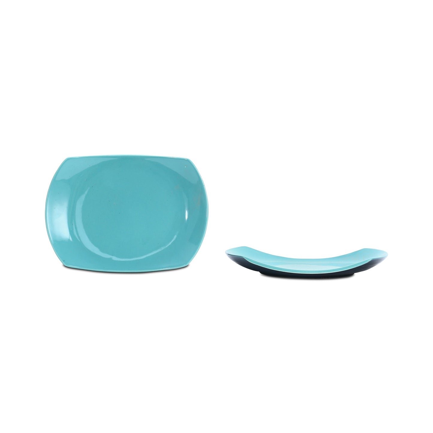 Caffeine Ceramic Handmade Sea Green Glossy Snack Plate – 7" (Set of 2)