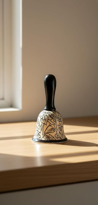 Caffeine Ceramic Stoneware Handmade Black Perru Dinner Bell set 1