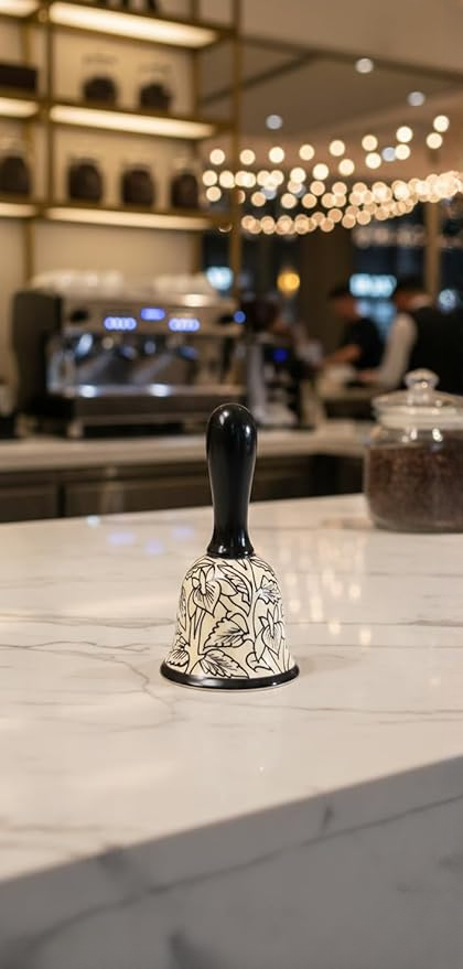 Caffeine Ceramic Stoneware Handmade Black Perru Dinner Bell set 1