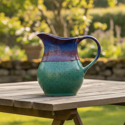 Caffeine Ceramic Handmade Stoneware Green & Multicoloured Water & Milk Jug (Set of 1, 1800 ml)