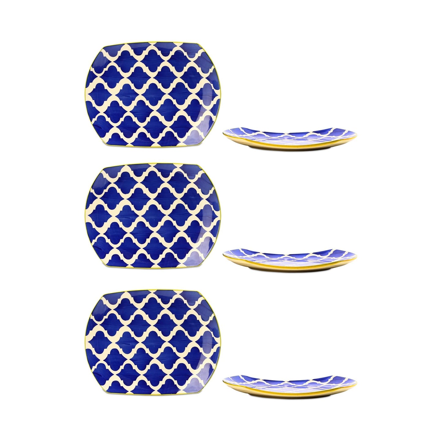 Caffeine Ceramic Rectangular Snack Plate – Umrao Design (Set of 6)