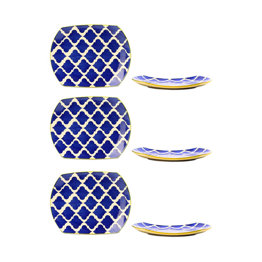 Caffeine Ceramic Rectangular Snack Plate – Umrao Design (Set of 6)