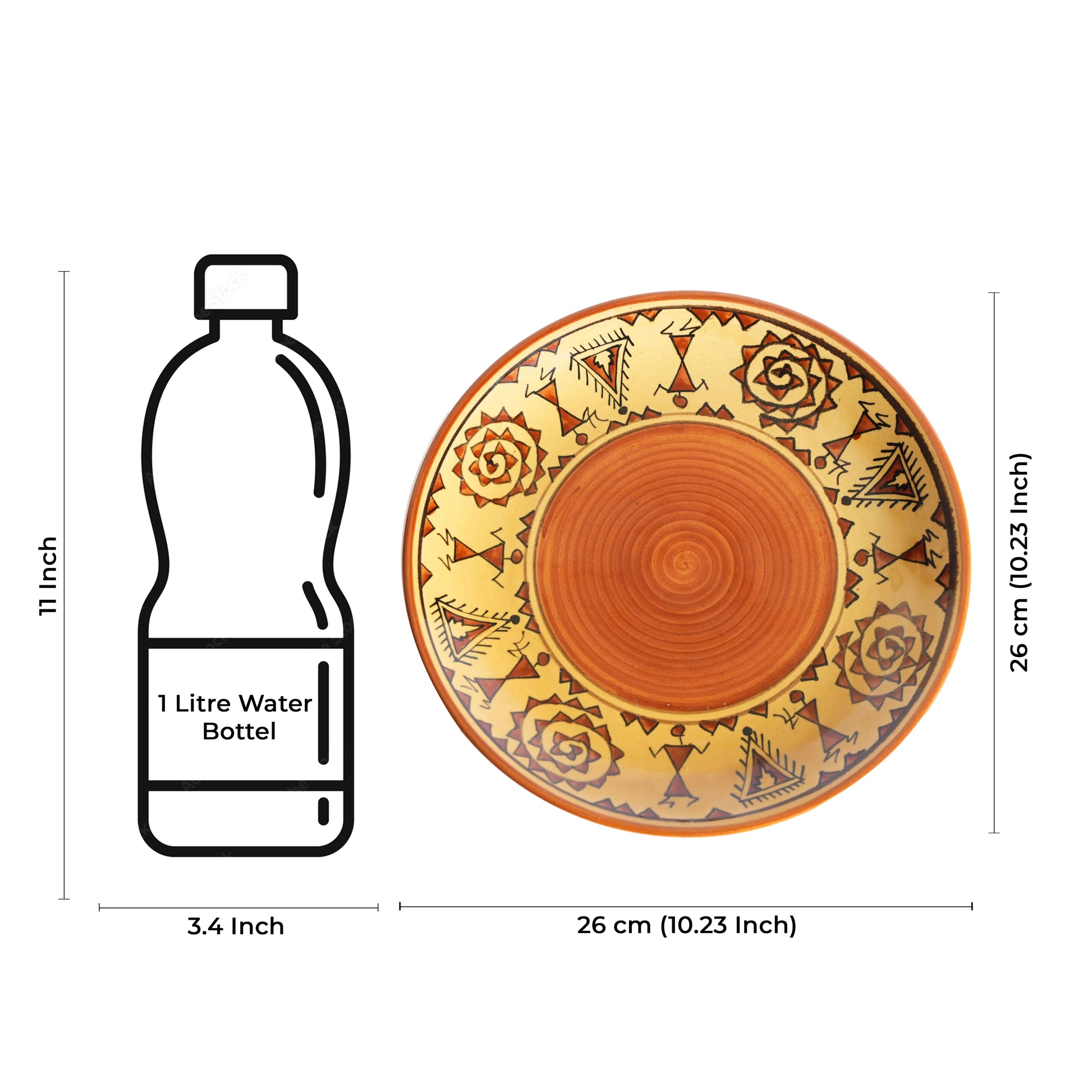 Caffeine Ceramic Handmade Stoneware Mustard Romani Dinner Plates10 inch Set of 2 - Caffeine Premium Stoneware