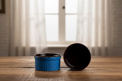 Caffeine Ceramic Handmade Brown & Blue ramekins Bowl (set of 2, 150 ml)