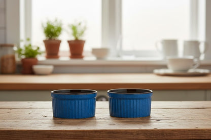 Caffeine Ceramic Handmade Brown & Blue ramekins Bowl (set of 2, 150 ml)