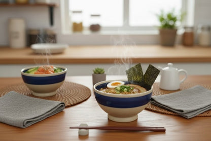 Caffeine Ceramic Handmade Cream  Blue Studio Nut Serving Bowl (Set of 2)