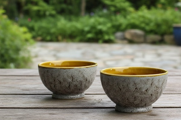 Caffeine Ceramic Handmade White Crackle Nut Serving Bowl (Set of 2)