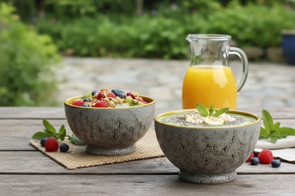 Caffeine Ceramic Handmade White Crackle Nut Serving Bowl (Set of 2)