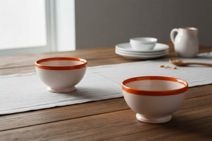 Caffeine Ceramic Handmade Orange Crackle Studio Nut Serving bowl (Set of 2)