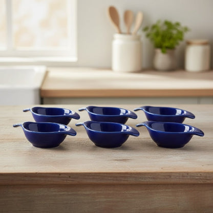 Caffeine Ceramic Stoneware Handmade Blue Glossy Diva Dip and Sauce (Set of 6, 40 ml)