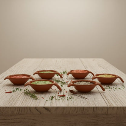 Caffeine Ceramic Stonewear Handmade Brown Glossy Dip and Sauce (Set of 6, 40 ml)