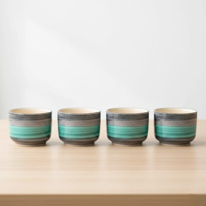 Caffeine Ceramic Stoneware Handmade Sea Green Dip and Sauce (Set of 4, 50 ml)